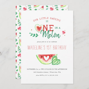 One In A Melon Watermelon First Birthday Invitation