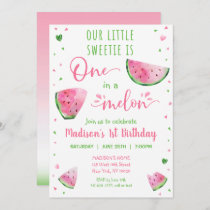 One In A Melon Watermelon First Birthday Invitation