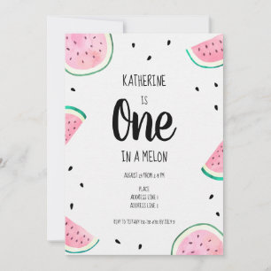 One in a Melon Watermelon First Birthday Invitation