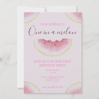 One In A Melon Watermelon First Birthday Invitation