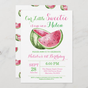 One in a Melon Watermelon First Birthday Invite