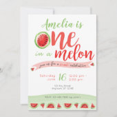 One in a Melon Watermelon First Birthday Invite (Front)