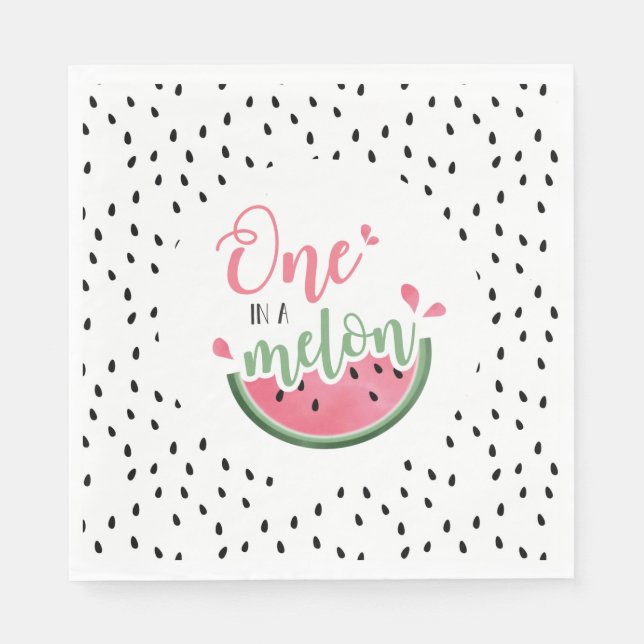 One in a Melon Watermelon First Birthday Napkins (Front)