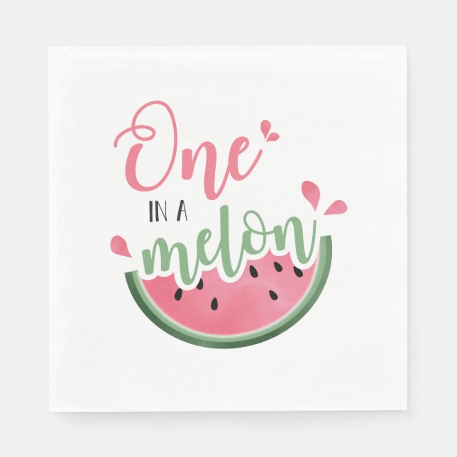 One in a Melon Watermelon First Birthday Napkins (Front)