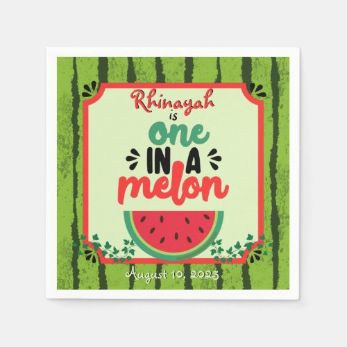 ONE in a Melon Watermelon First Birthday Napkins