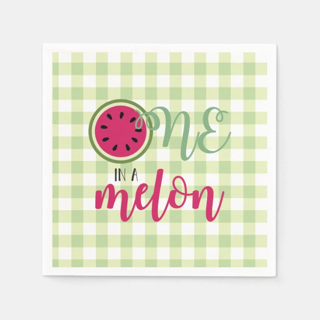 One in a Melon Watermelon First Birthday Napkins (Front)