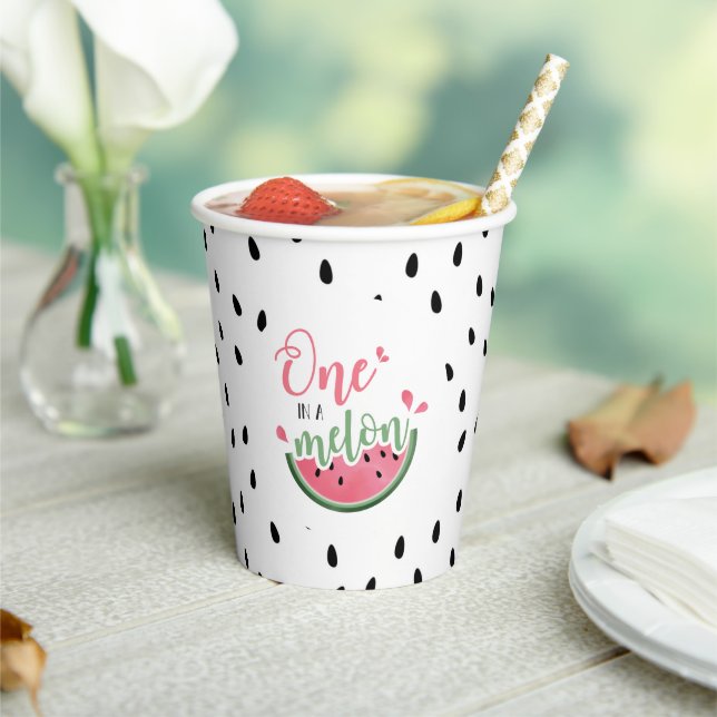 One in a Melon Watermelon First Birthday Paper Cups (Insitu)