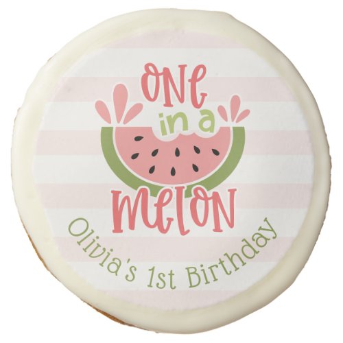 One In A Melon Watermelon First Birthday Sugar Cookie