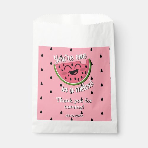 One in a Melon Watermelon First Birthday Thank You Favor Bag