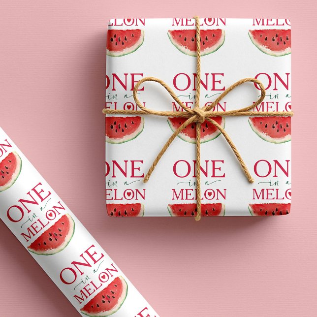 One in a Melon Watermelon First Birthday Wrapping Paper (Creator Uploaded)
