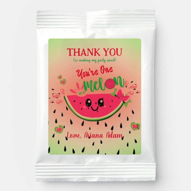 One In A Melon Watermelon First Girl's Birthday  Lemonade Drink Mix (Front)