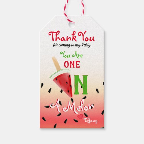 One In A Melon Watermelon Fruit Thank You Gift Tags