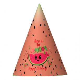 One In a Melon Watermelon Girl's First Birthday Party Hat