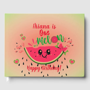 One In a Melon Watermelon Girl's Summer Birthday Guest Book
