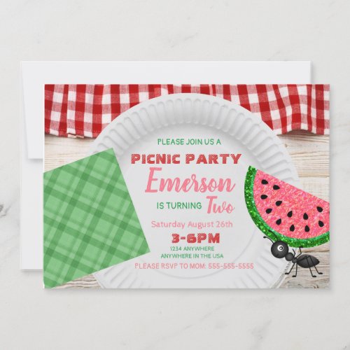 One in a melon watermelon invitation picnic invitation