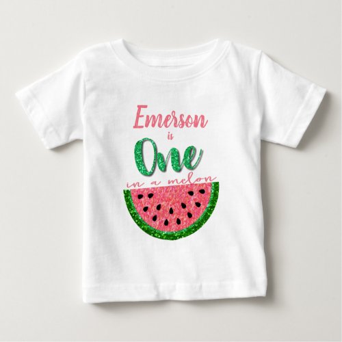 One in a melon Watermelon onsie Birthday tutu Baby T_Shirt