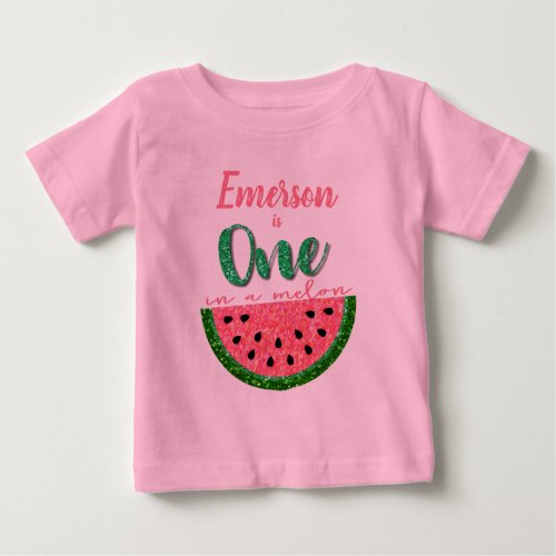 One in a melon Watermelon onsie Birthday tutu Baby T_Shirt