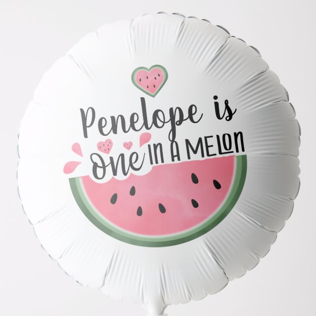 One In A Melon Watermelon Personalized Birthday Balloon (Front)