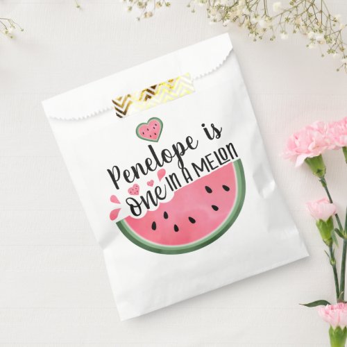 One In A Melon Watermelon Personalized Birthday  Favor Bag