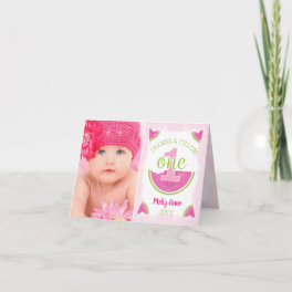 One in a Melon Watermelon Photo Thank You Card