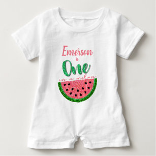 one in a melon first birthday outfit