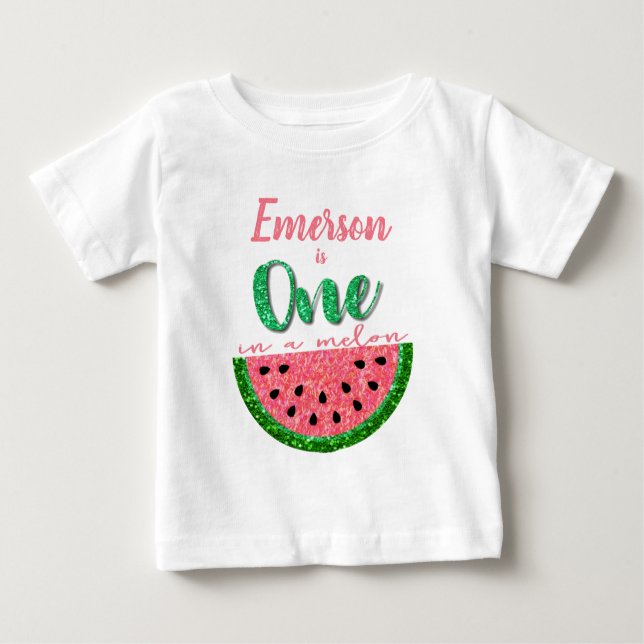 One in a melon, Watermelon romper first birthday (Front)