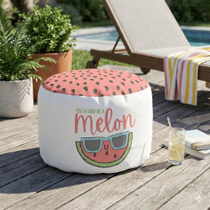 One In A Melon Watermelon Round Pouf