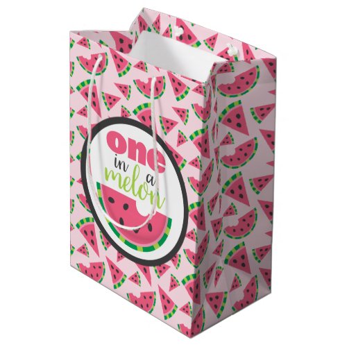 One in a Melon Watermelon Slices  Blush Pink Medi Medium Gift Bag