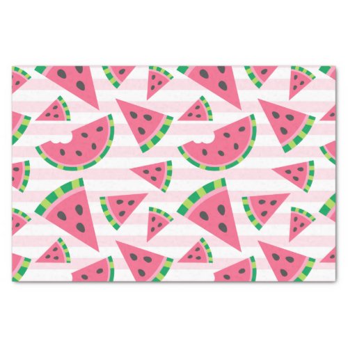 One in a Melon Watermelon Slices  Pink Stripes Tissue Paper