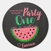 One in a melon, Watermelon Sticker Label Thank You