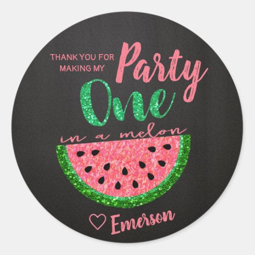 One in a melon Watermelon Sticker Label Thank You