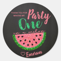One in a melon, Watermelon Sticker Label Thank You