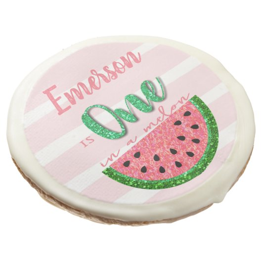 One in a melon, Watermelon sugar cookie, Birthday Cookie (Angled)