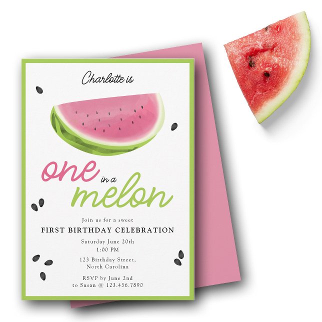 One in a Melon Watermelon Summer 1st Birthday Invitation (One in a Melon Watermelon Summer 1st Birthday Invitation)