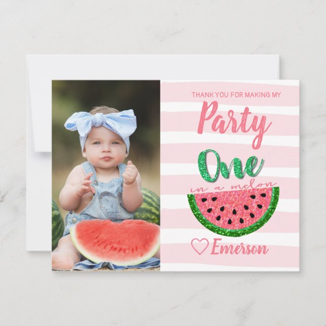 One in a melon, watermelon Thank You, picture Thank You Card (Front)