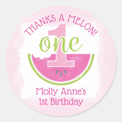 One in a Melon Watermelon Thank You Sticker