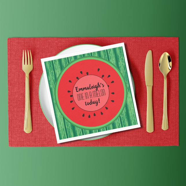 One in a Melon Watermelon Theme Birthday Napkins (Creator Uploaded)