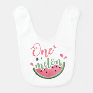 One in a Melon Watermelon watercolor 1st Birthday Baby Bib