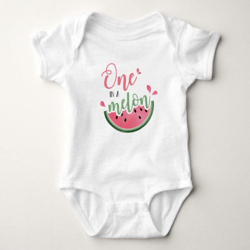 One in a Melon Watermelon watercolor 1st Birthday Baby Bodysuit