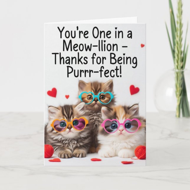 One in a Meow-llion Purr-fect Teacher Card (Front)