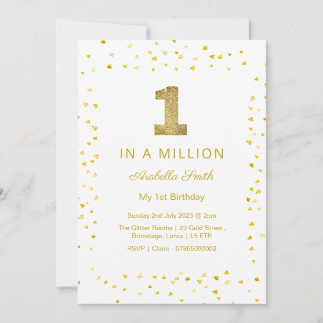 One in a million, 1st birthday invitation baby (Front)