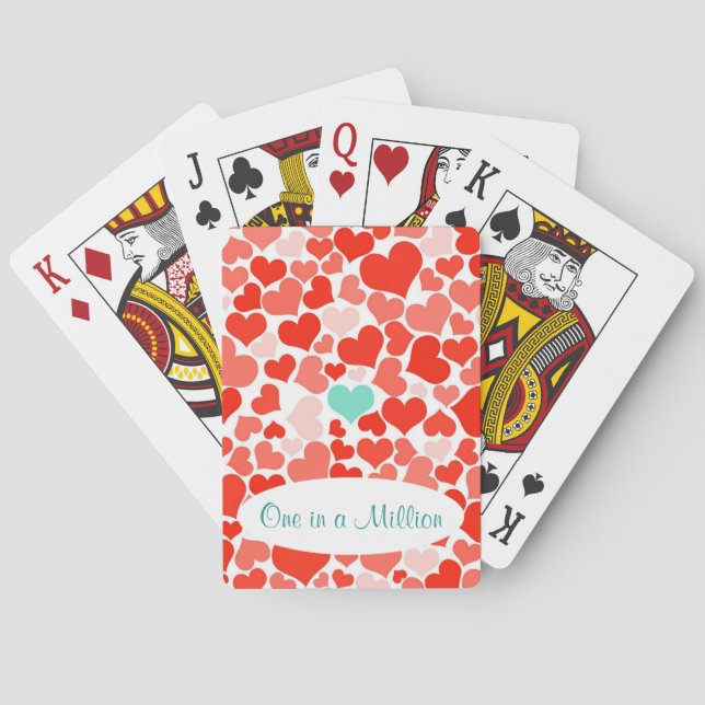 One in a Million Hearts Valentine Poker Cards (Back)