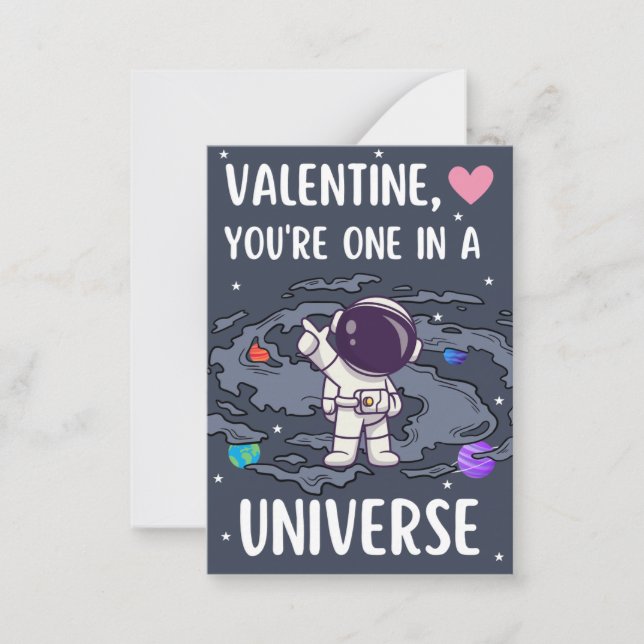 One in a Universe Classroom Valentine's Day Note Card (Front)