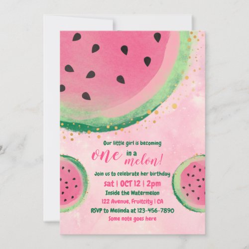 One In A Watermelon Baby Birthday Invitation