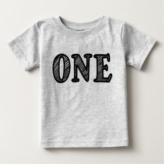 ONE in Black Marker Design 1st Birthday Baby T-Shirt