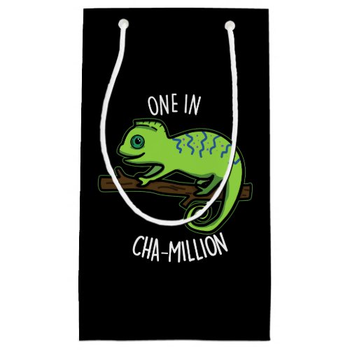 One In Cha_Million Funny Chameleon Pun Dark BG Small Gift Bag