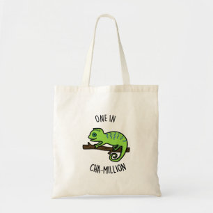 One In Cha-Million Funny Chameleon Pun Tote Bag