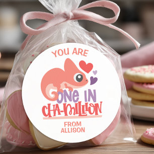 One in Chameleon Valentine's Day Classic Round Sticker
