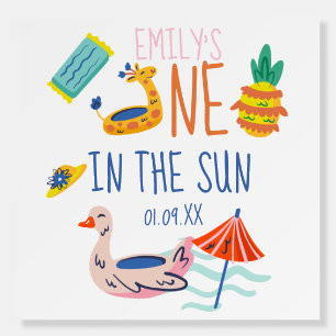 One in in the sun first birthday party pool doodle foam board