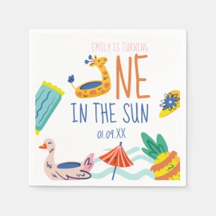 One in in the sun first birthday party pool doodle napkins